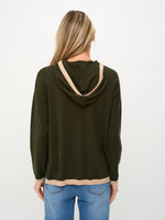 Six Fifty Starlight knit hoodie in olive with tan stars