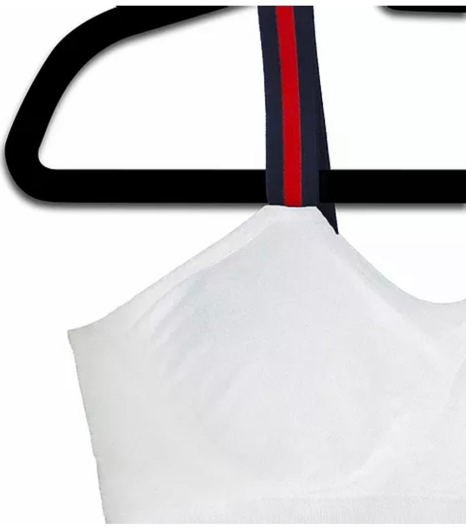 TOP SELLER! Strap it bras with attached straps - white with red/navy GG inspired stripe - Lisa’s Northbrook