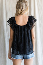 Load image into Gallery viewer, Black ruffled lace on or off shoulder top
