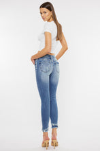 Load image into Gallery viewer, Medium wash fray bottom crop jeans
