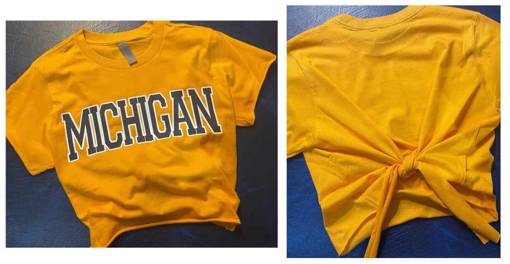 Custom college/camp tie back tee (can make for ANY school or camp)