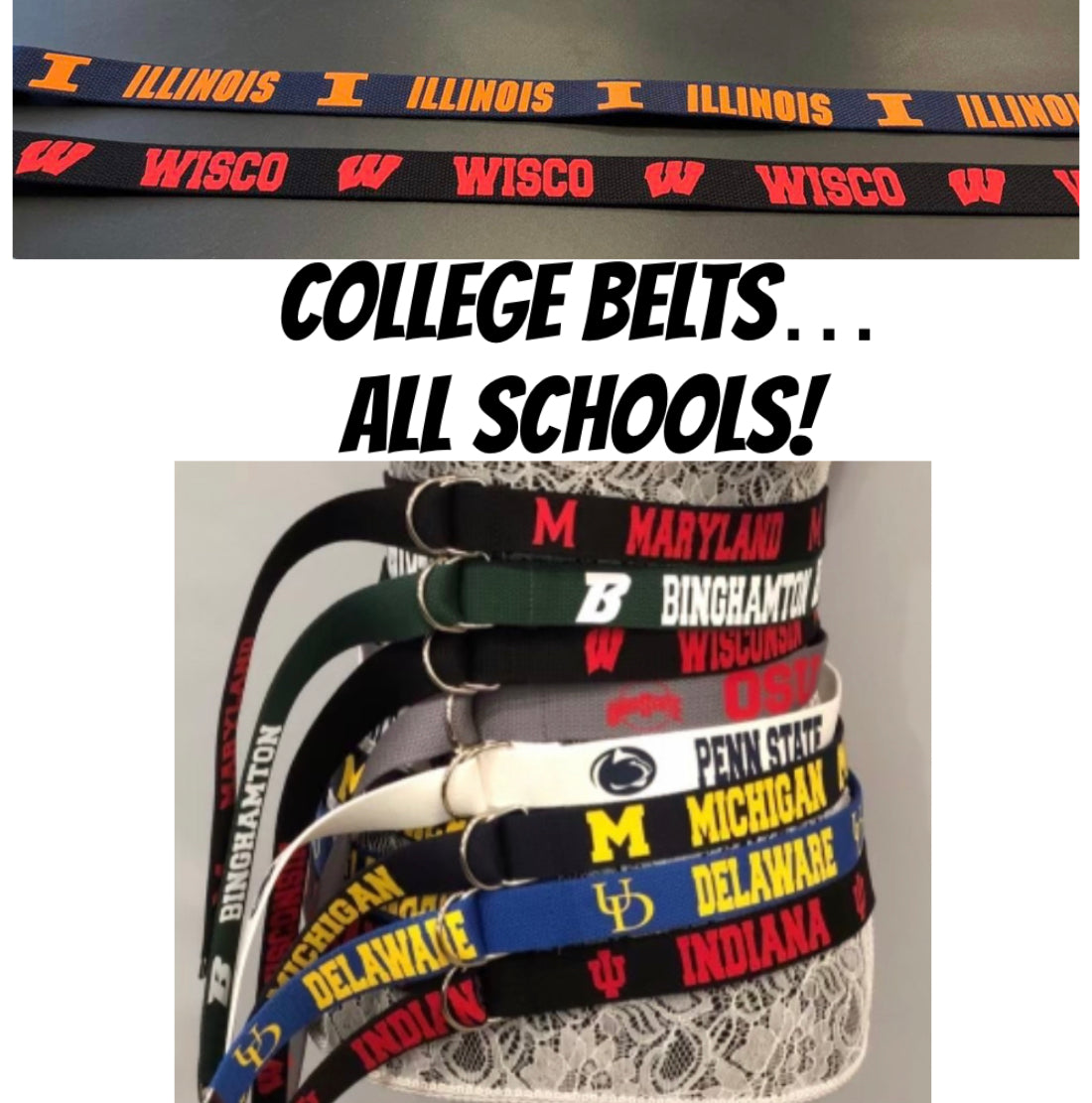 College belts IN STOCK NOW!