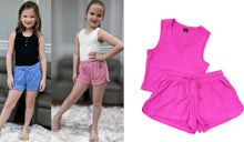 Load image into Gallery viewer, Kid&#39;s soft terrycloth and waffle pull on shorts with drawstring
