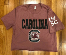 Load image into Gallery viewer, Custom college bleached or non bleached crop tee (can make for any school)
