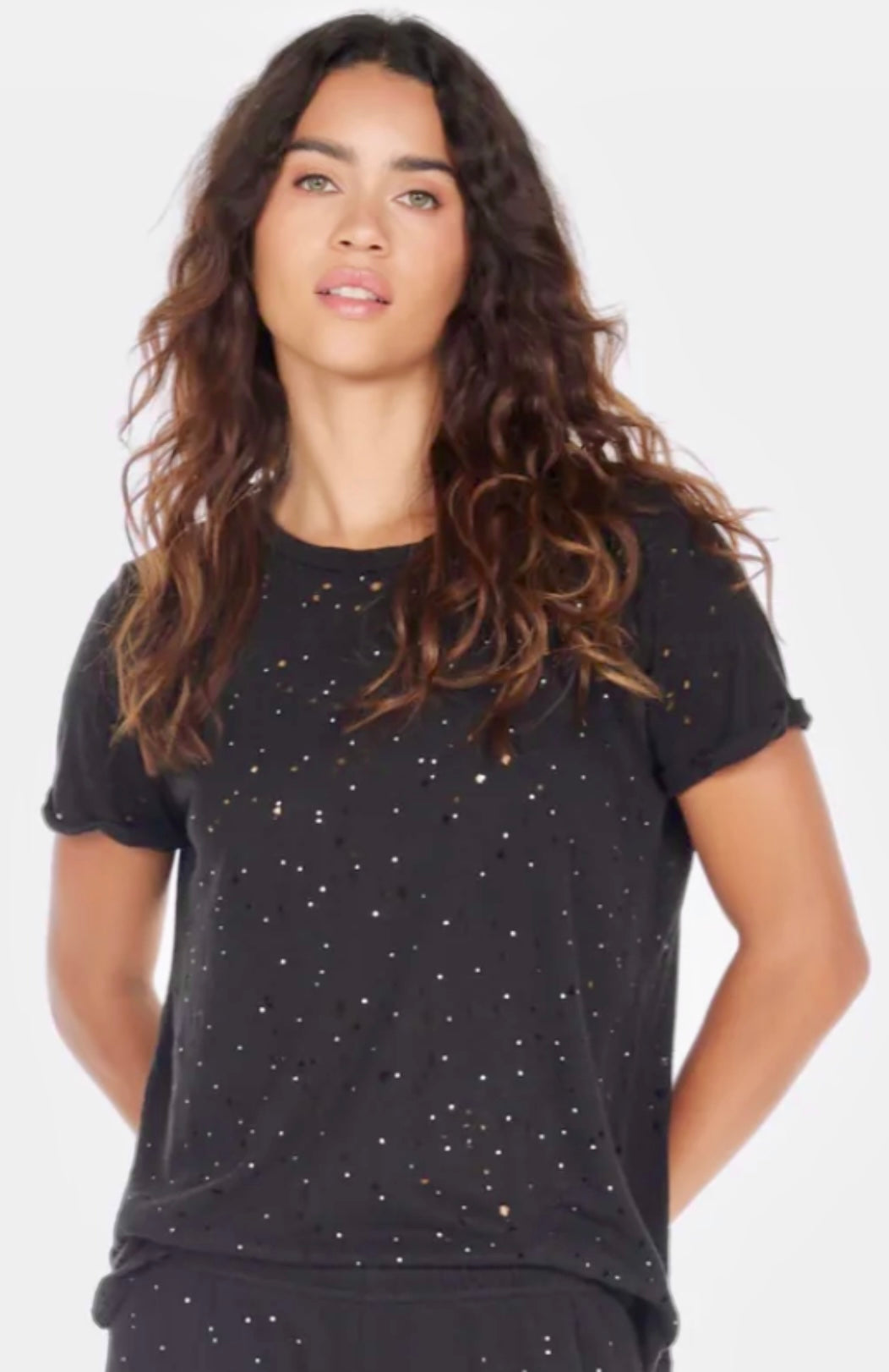 Michael Lauren tee with rips and crystals all over (3 colors)
