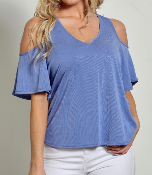 Peri v neck open shoulder top