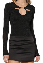 Load image into Gallery viewer, Black metallic cutout top
