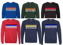 Load image into Gallery viewer, Custom stripe design crew cropped or full length sweatshirt (can make for any school)
