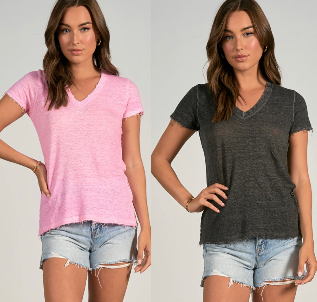 Lightweight burnout tee with small rips and fraying (2 colors)