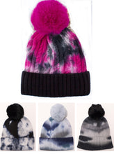 Load image into Gallery viewer, Tie dye pom hats
