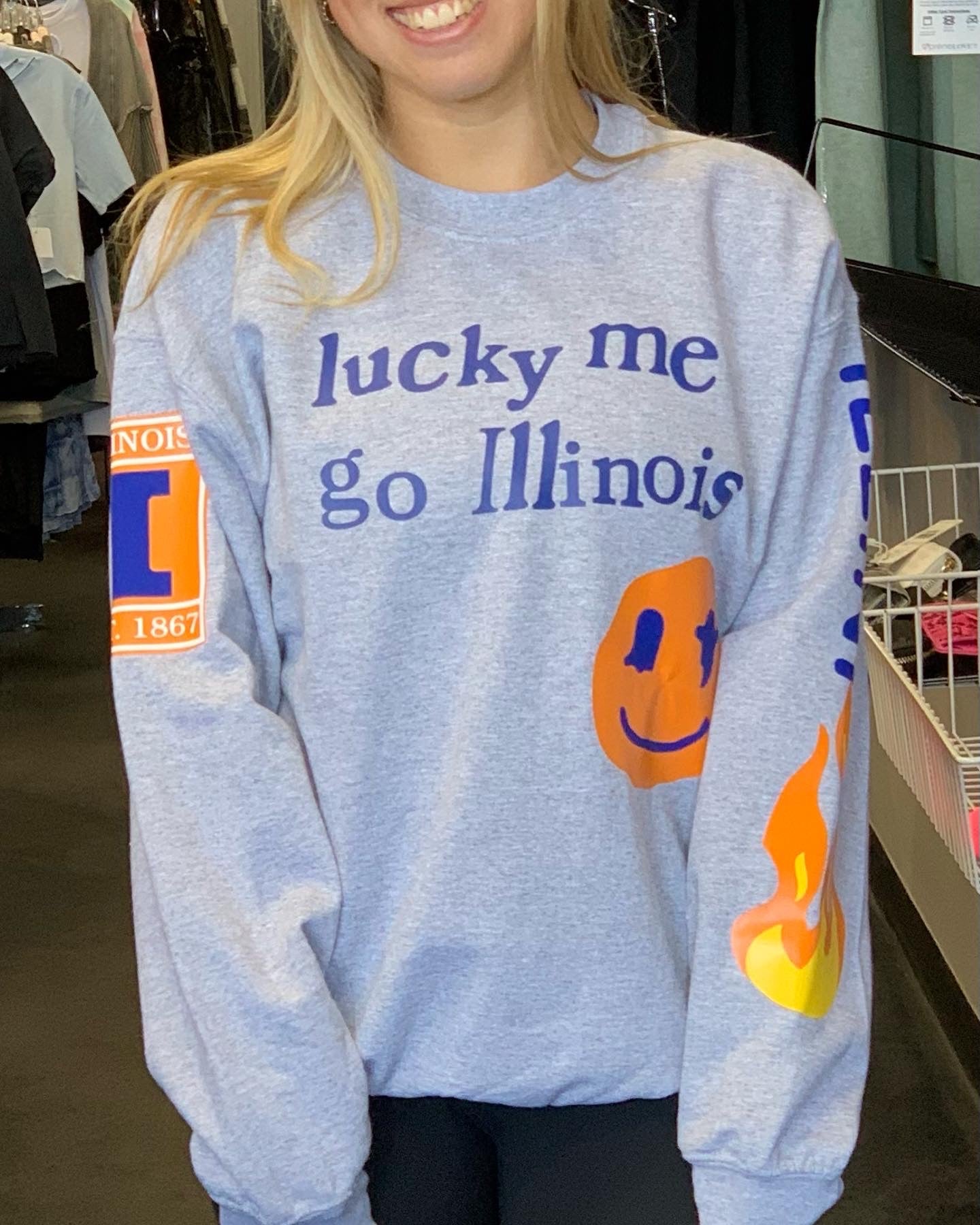 Custom college Lucky me crew neck sweatshirt (can be made for any school)