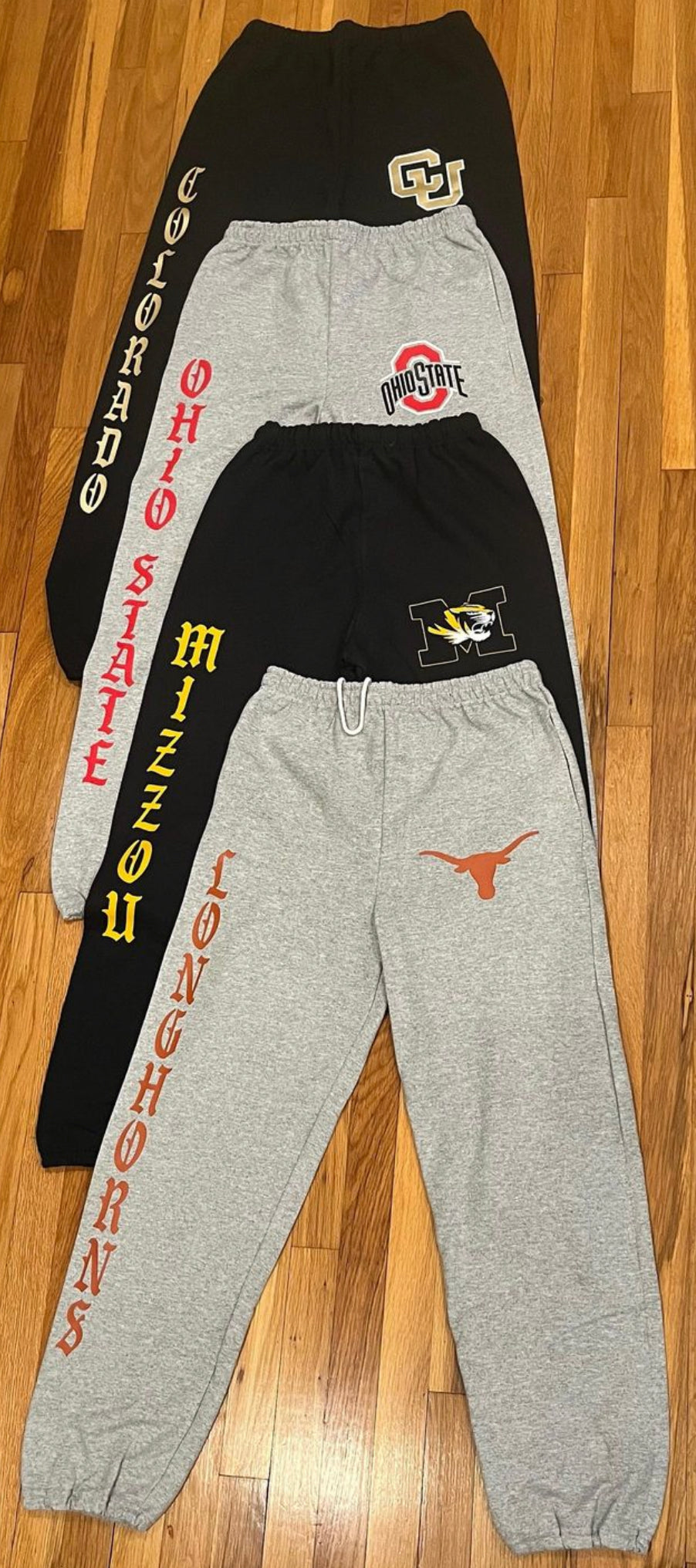 Custom college loose fit sweats (can be made for any school or camp) IN STOCK AND CUSTOM ORDER