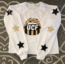 Load image into Gallery viewer, Custom college lips star sleeve sweatshirt (can make for ANY school or camp)
