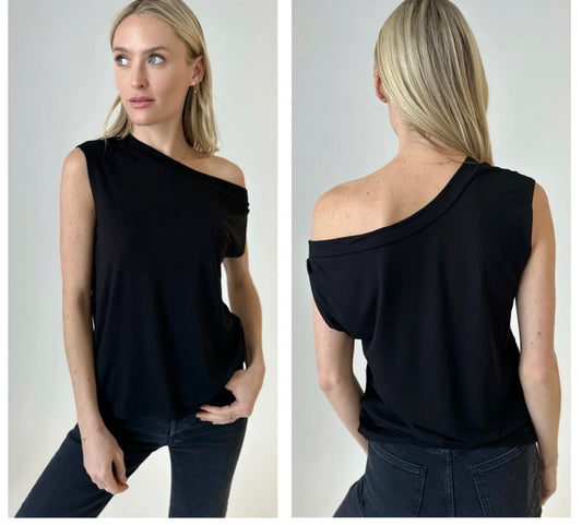 Six Fifty black off shoulder top (great paired with a Strap It bra)