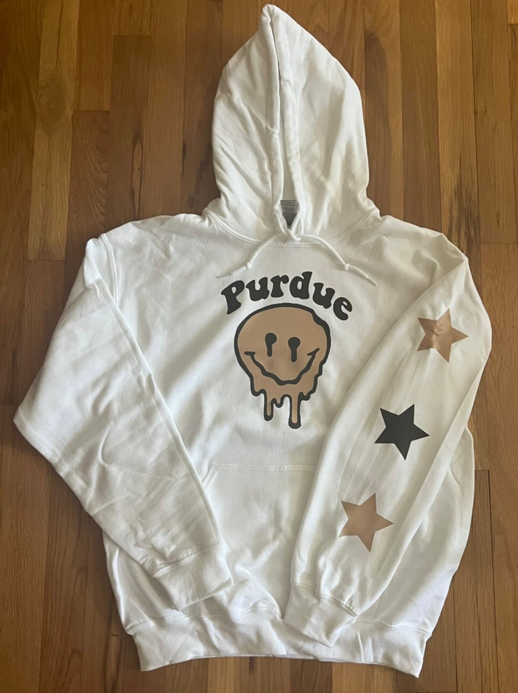Custom college drip smiley star sleeve hoodie (can make for any school or camp)