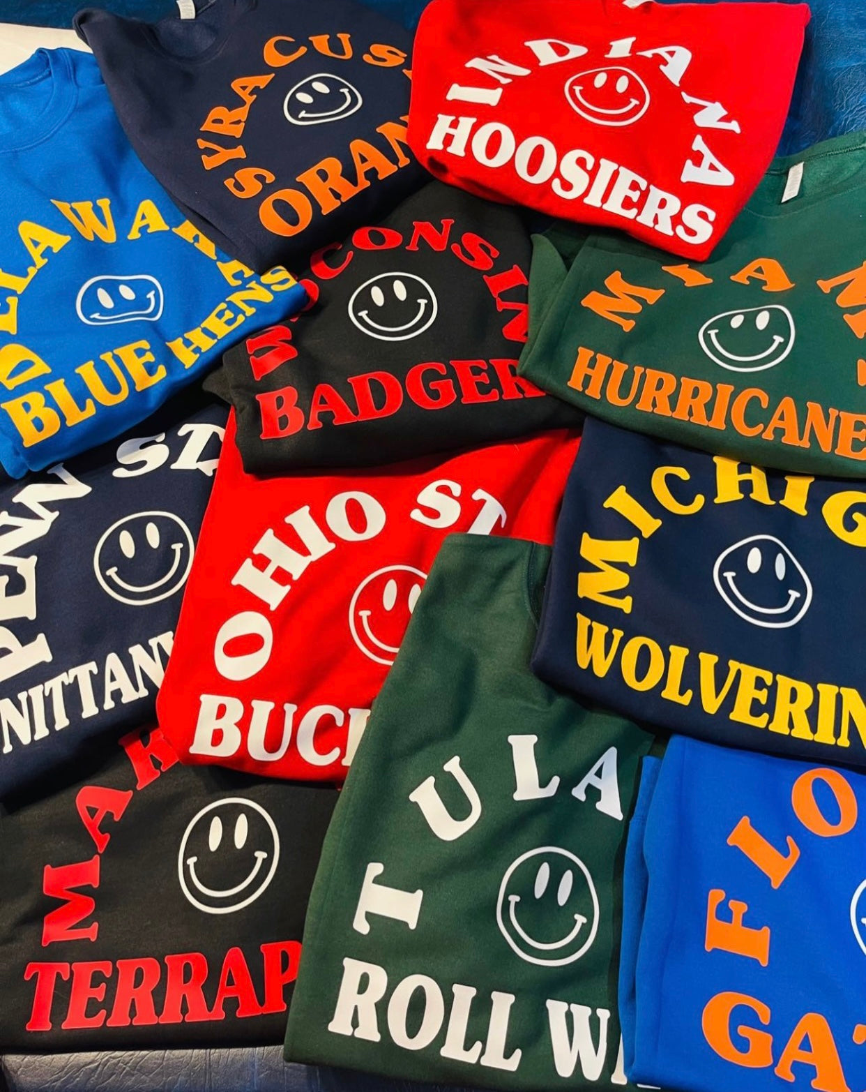 Custom college Happy sweatshirt can make full length or cropped (can make for any school)