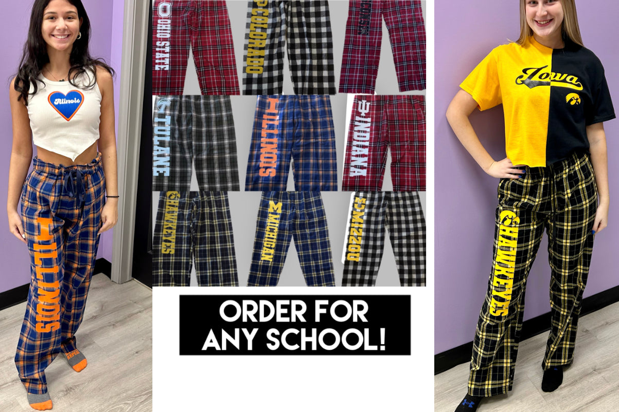 Flannel pants (IN STOCK & can also make for ANY school or camp or monogram, etc)