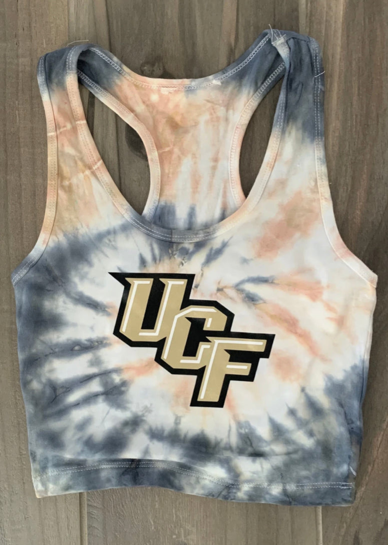 Custom college tie dye crop racerback (can make for ANY school or camp) - Lisa’s Boutique
