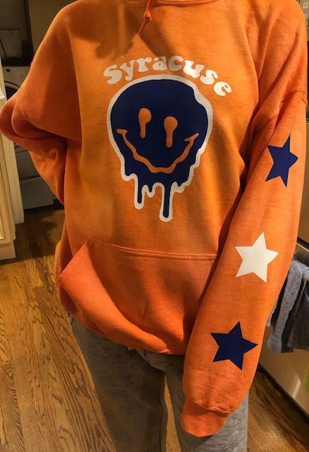 Custom college drip smiley star sleeve hoodie (can make for any school or camp) - Lisa’s Boutique