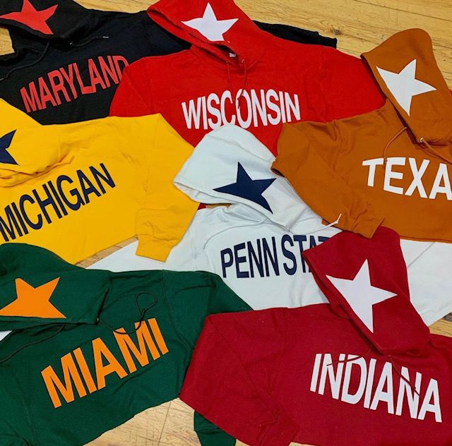 Custom college crop sweatshirt with star on hood (can make for any school) - Lisa’s Boutique
