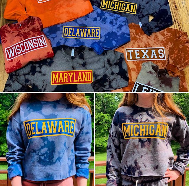 Custom college bleached banner sweatshirt (can make for any school) - Lisa’s Boutique