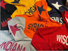 Load image into Gallery viewer, Custom college crop sweatshirt with star on hood (can make for any school) - Lisa’s Boutique
