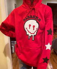 Load image into Gallery viewer, Custom college drip smiley star sleeve hoodie (can make for any school or camp) - Lisa’s Boutique
