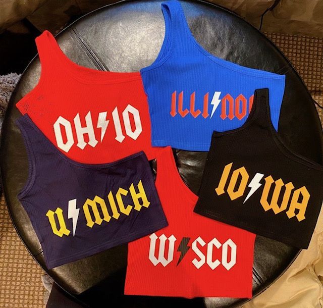 Custom college/sorority one shoulder crop (can make for any school) - Lisa’s Boutique